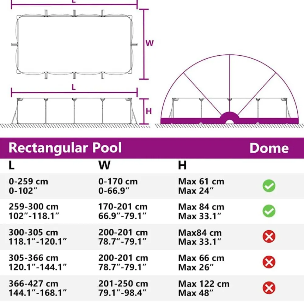vidaXL Piscina Y Spa-Cúpula para piscina Manual 336 x 322 x 160 cm PVC