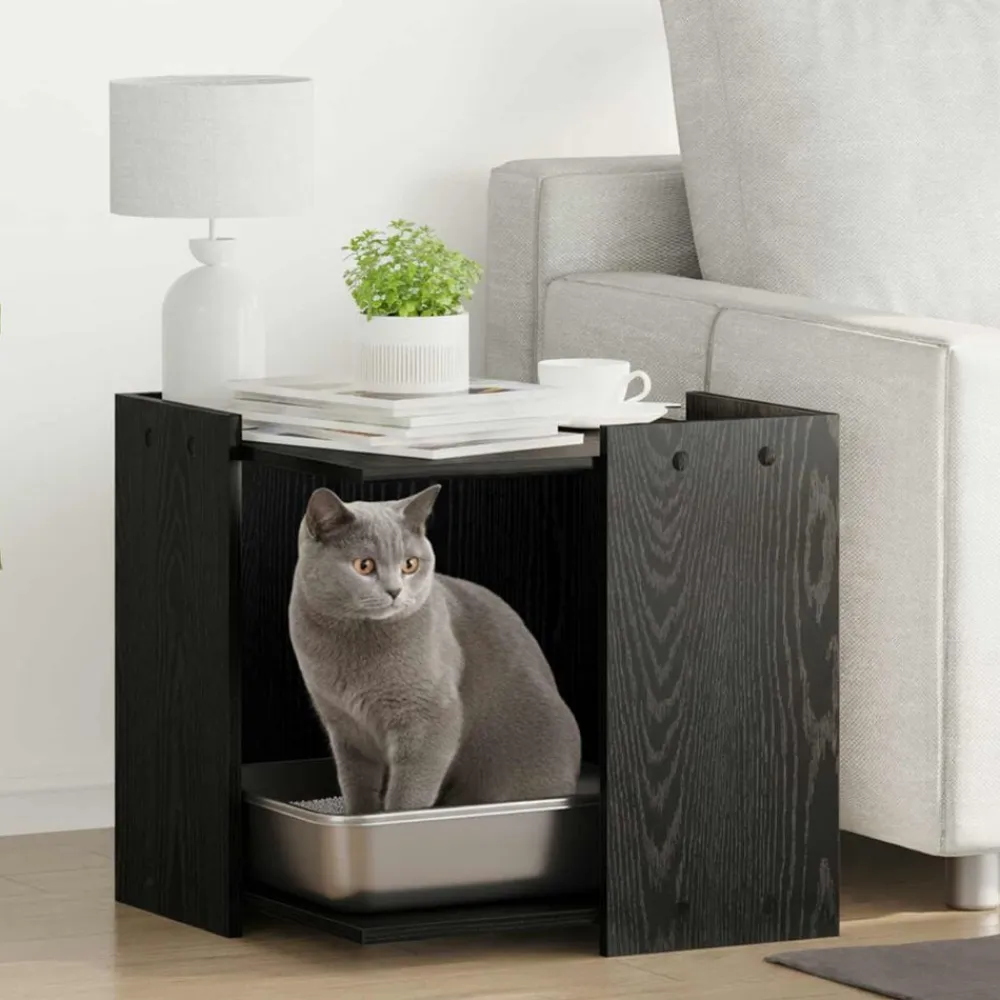 vidaXL Productos Para Mascotas-Cubículo para caja de arena de gato 53 x 53 x 51 cm