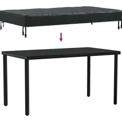 vidaXL Accesorios Para Muebles De Jardín-Cubierta de Mesa Liso Negro 122 x 72 x 15 cm tela