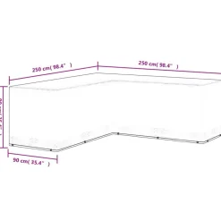 vidaXL Cubierta de muebles de jardín forma L 12 ojales 250x250x90 cm Clearance