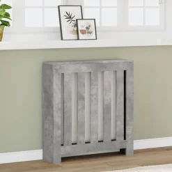 vidaXL Cubierta de radiador madera ingeniería gris hormigón 78x20x82cm Gris hormig&oacute;n Clearance