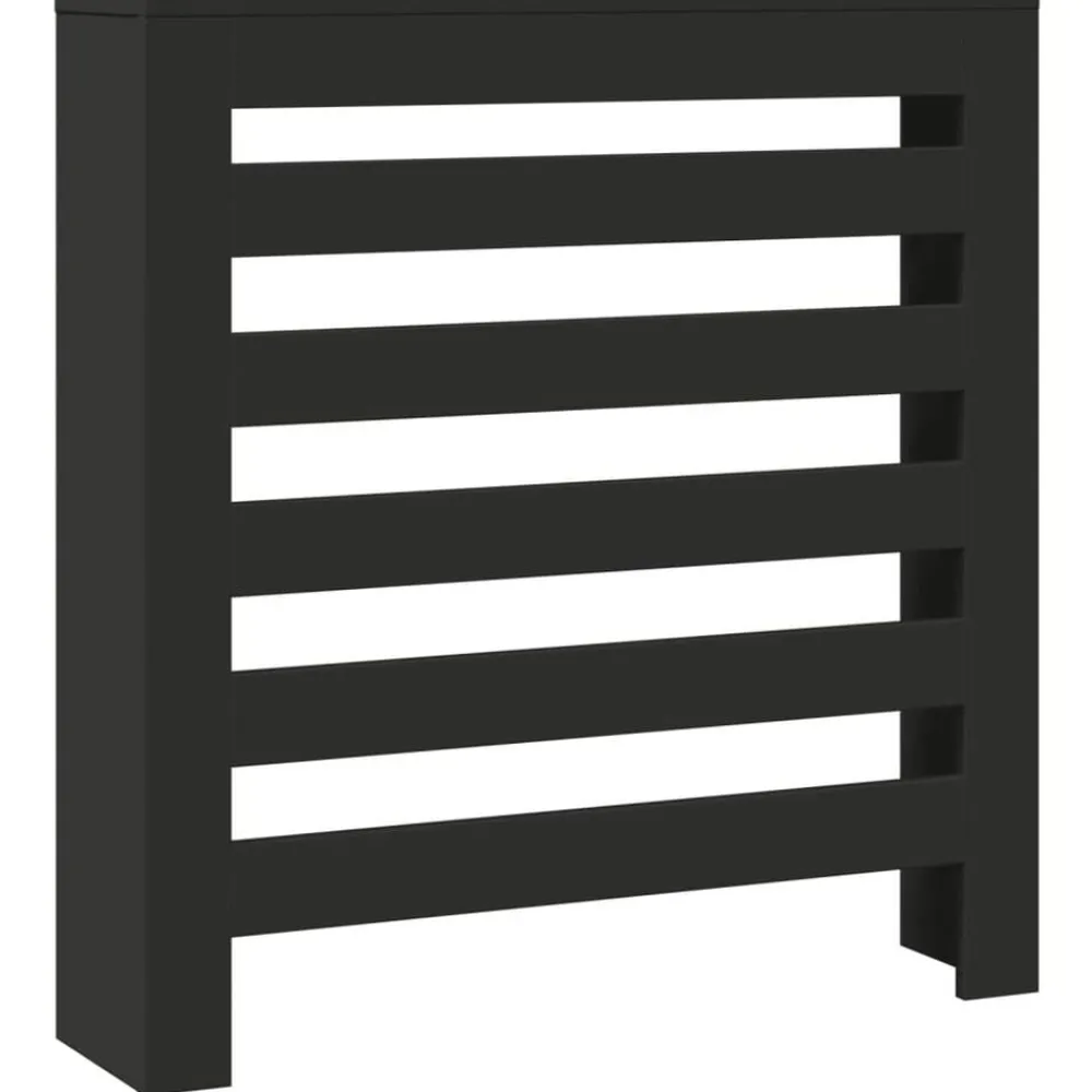 vidaXL Cubierta de radiador madera de ingeniería 78x20x82 cm Negro New