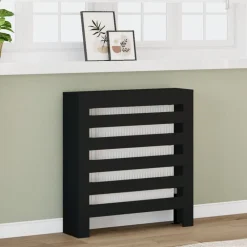 vidaXL Cubierta de radiador madera de ingeniería 78x20x82 cm Negro New
