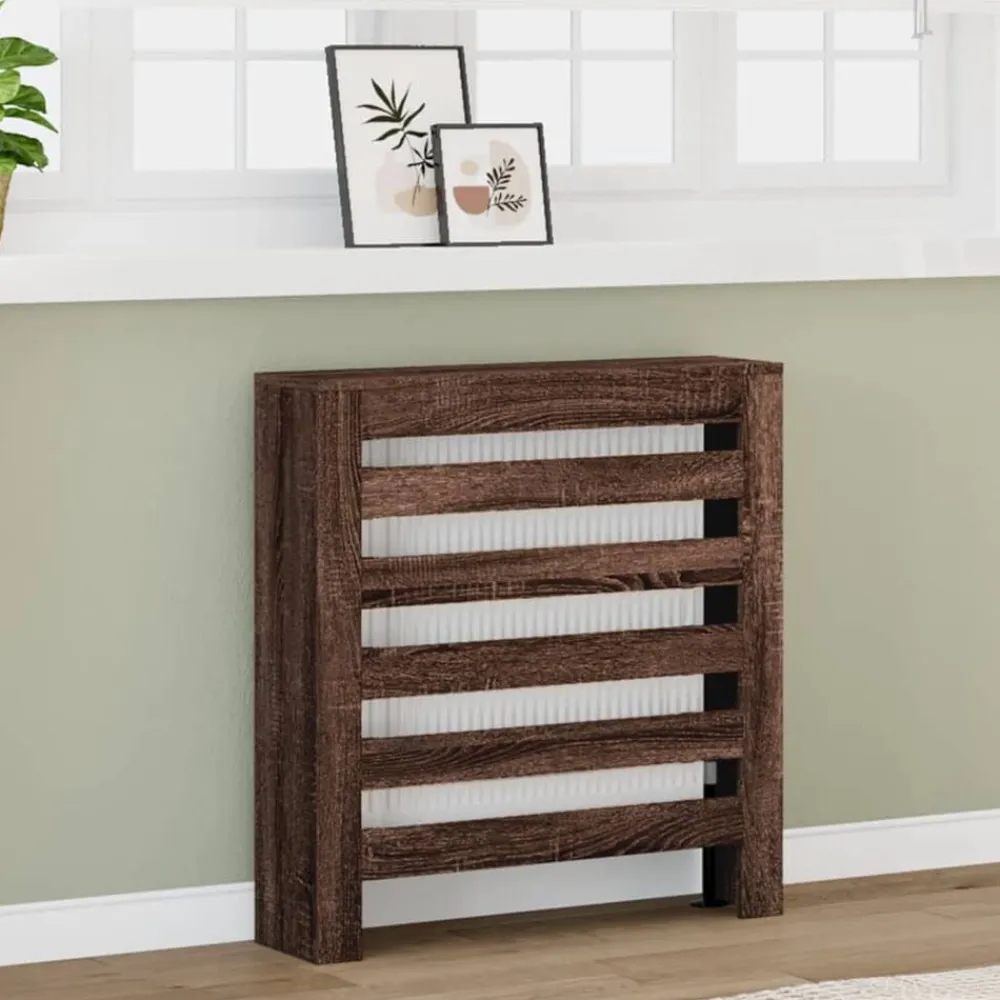 vidaXL Cubierta de radiador madera ingeniería marrón roble 78x20x82 cm Marrón roble Hot