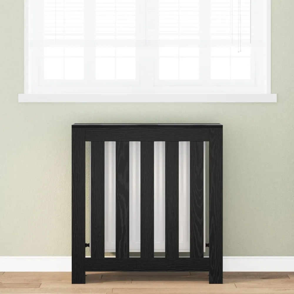 vidaXL Cubierta de Radiador Roble Negro 78 x 20 x 82 cm Con listones verticales New