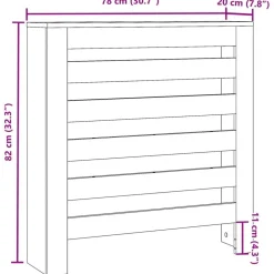 vidaXL Cubierta de radiador madera ingeniería 78x20x82cm Roble ahumado Outlet