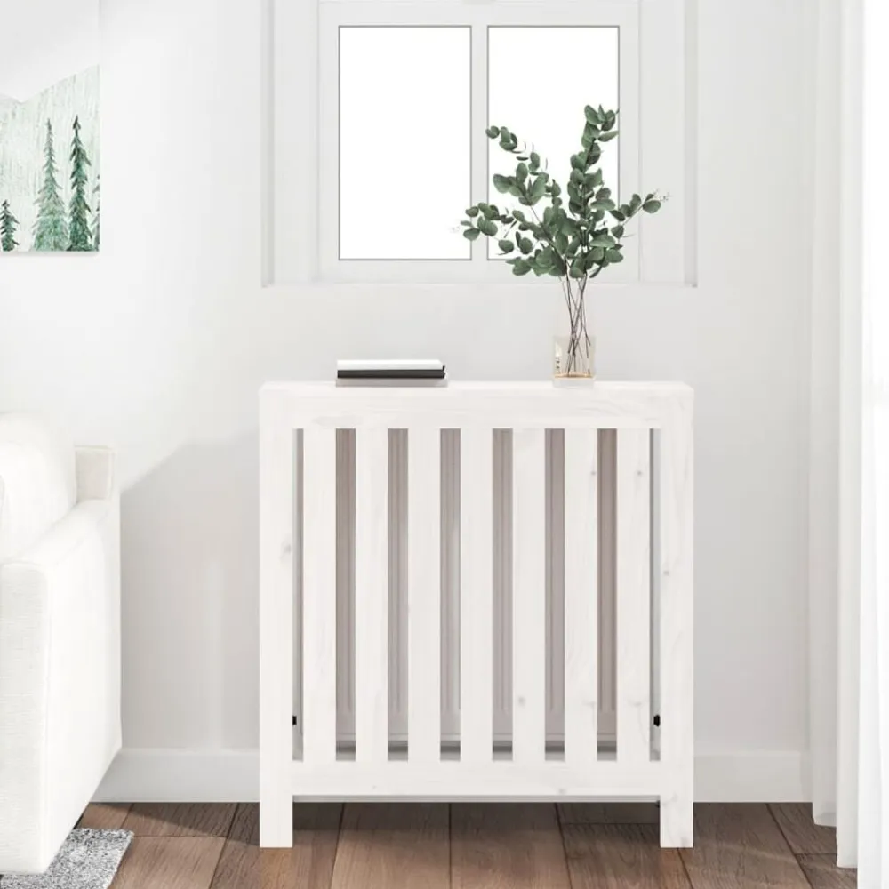 vidaXL Cubierta de radiador madera maciza de pino 79,5x19x84 cm Blanco Clearance