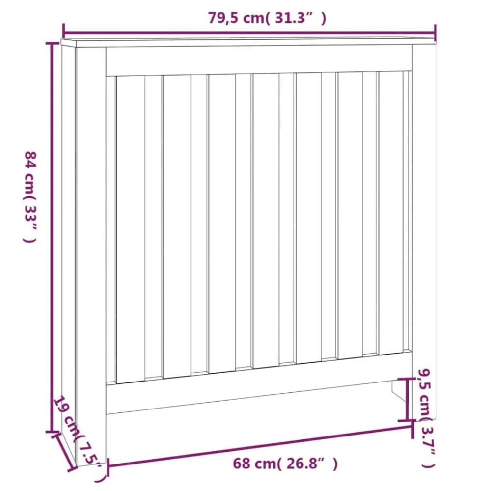 vidaXL Cubierta de radiador madera maciza de pino 79,5x19x84 cm Blanco Clearance