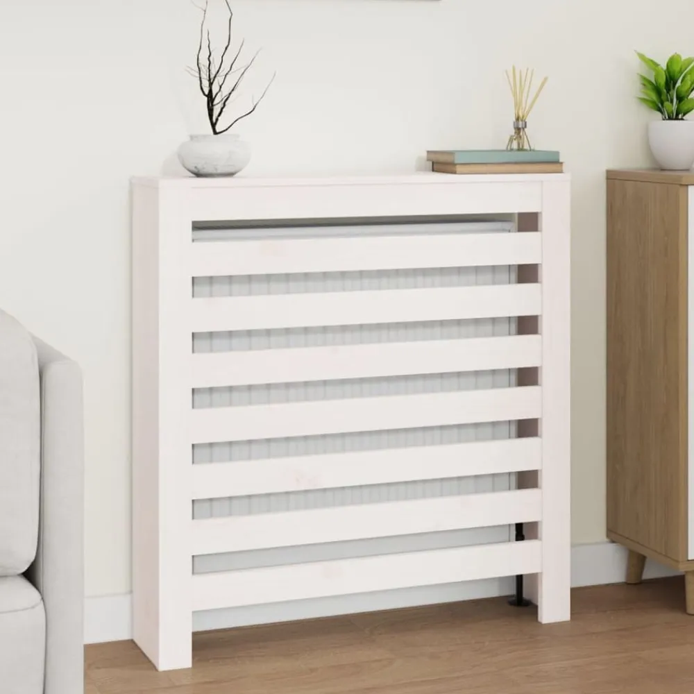 vidaXL Cubierta de radiador madera maciza de pino 79,5x19x84 cm Blanco Clearance