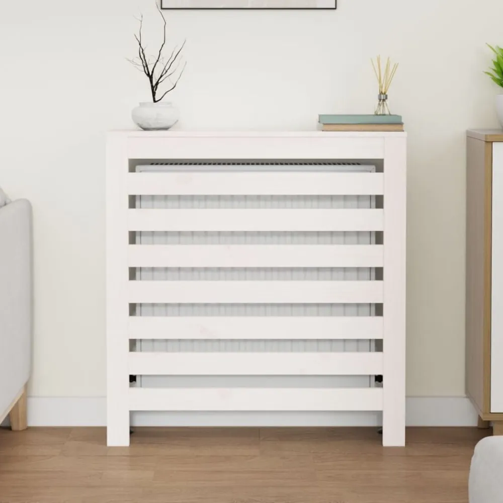 vidaXL Cubierta de radiador madera maciza de pino 79,5x19x84 cm Blanco Clearance