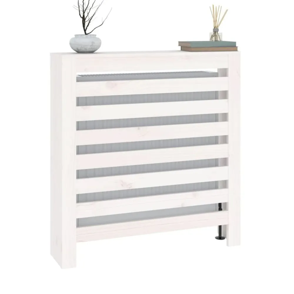 vidaXL Cubierta de radiador madera maciza de pino 79,5x19x84 cm Blanco Clearance