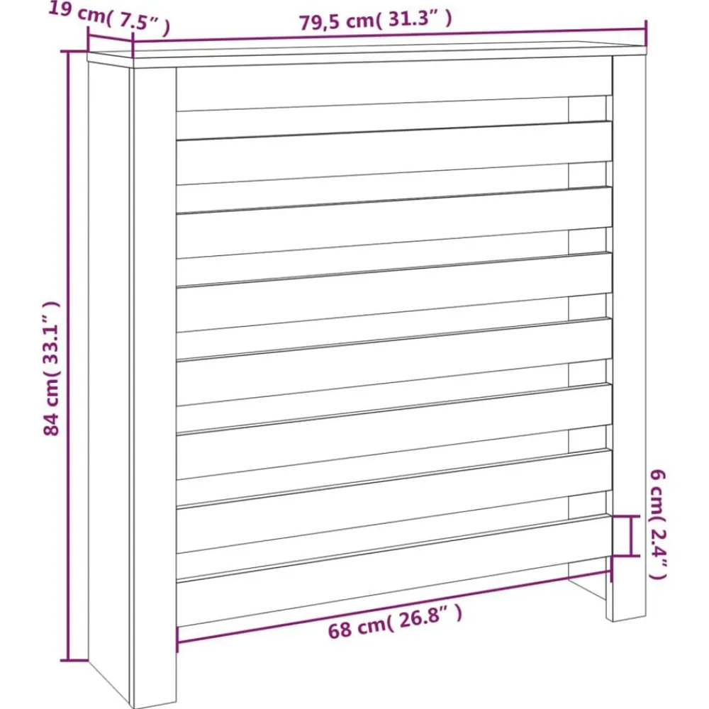 vidaXL Cubierta de radiador madera maciza de pino 79,5x19x84 cm Blanco Clearance