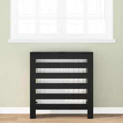 vidaXL Accesorios Para Electrodomésticos-Cubierta de Radiador Roble Negro 78 x 20 x 82 cm