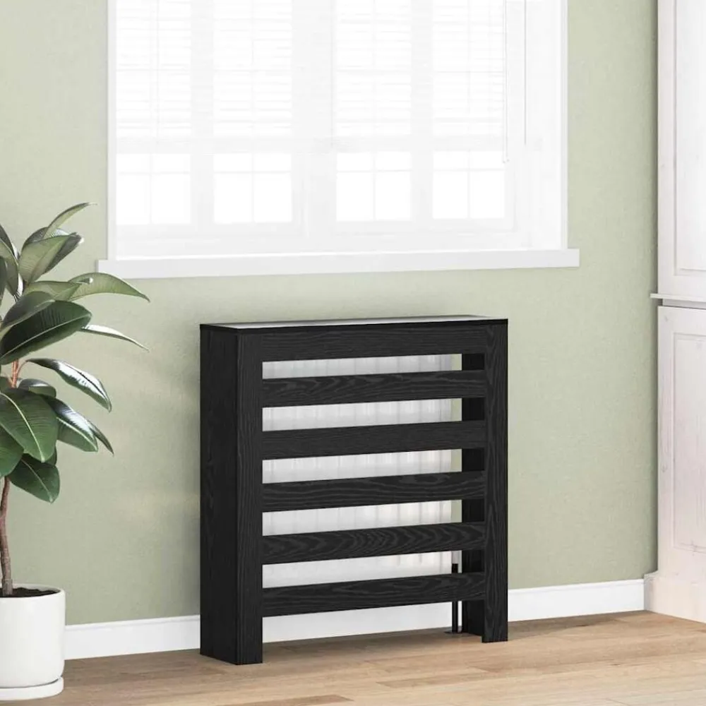 vidaXL Accesorios Para Electrodomésticos-Cubierta de Radiador Roble Negro 78 x 20 x 82 cm
