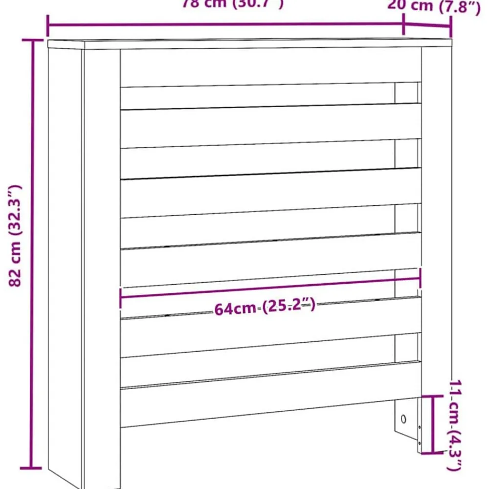 vidaXL Accesorios Para Electrodomésticos-Cubierta de Radiador Roble Negro 78 x 20 x 82 cm