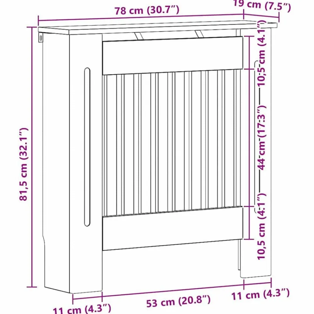 vidaXL Accesorios Para Electrodomésticos-Cubierta de Radiador Roble artesanal 78 x 19 x 81,5 cm