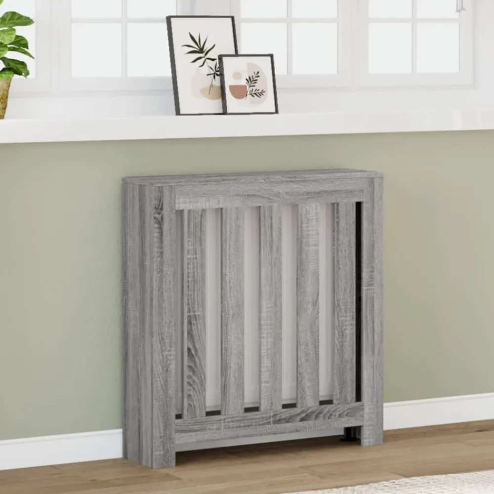 vidaXL Cubierta de radiador madera ingeniería 78x20x82 cm Gris sonoma Hot