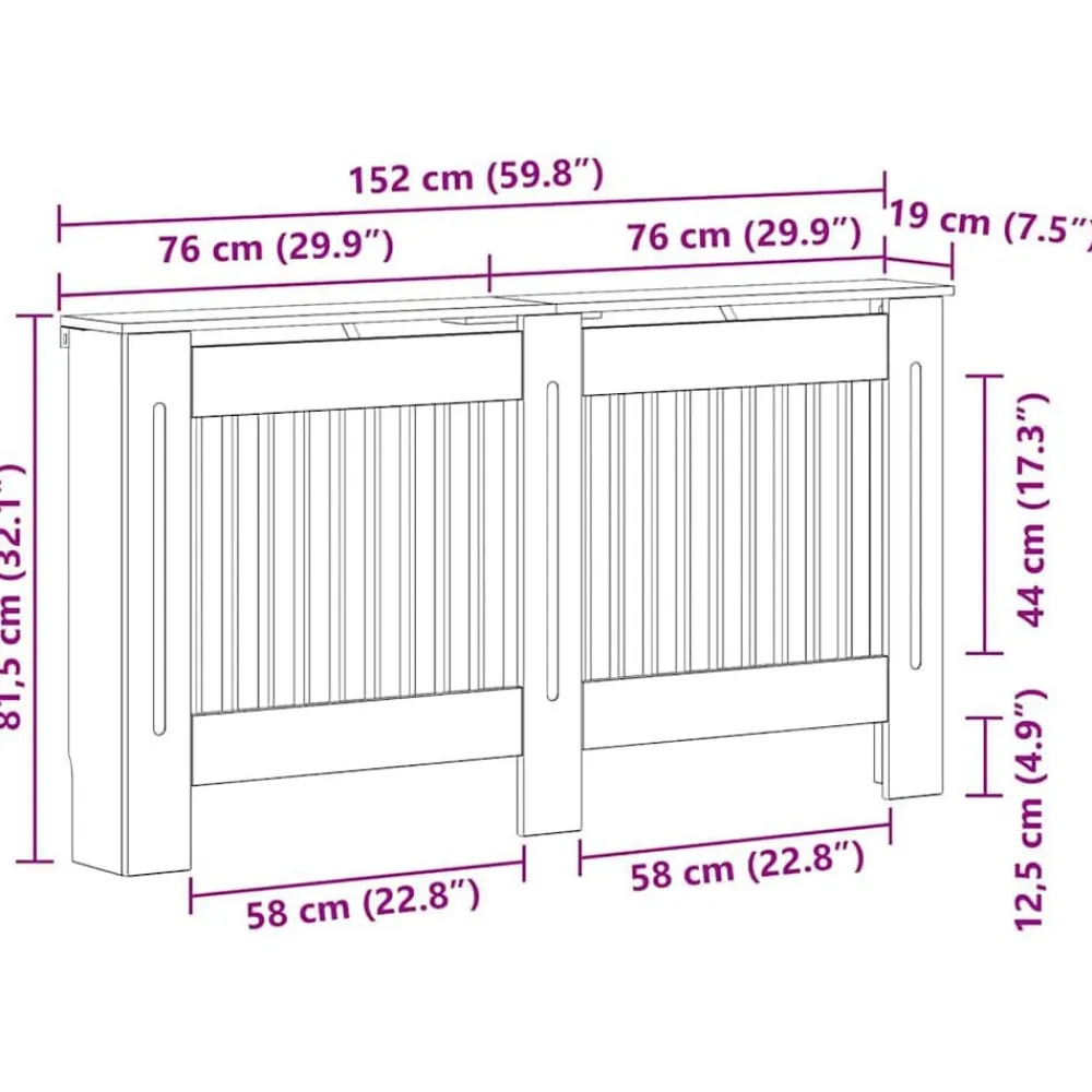 vidaXL Accesorios Para Electrodomésticos-Cubierta de Radiador 152 x 19 x 81,5 cm