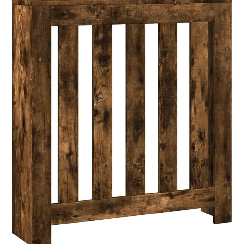 vidaXL Cubierta de radiador madera ingeniería 78x20x82cm Roble ahumado Clearance