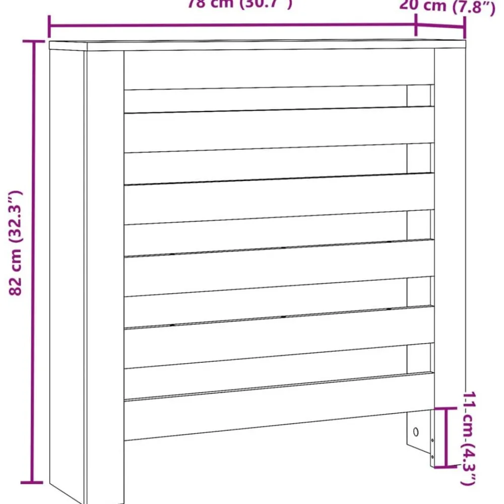 vidaXL Cubierta de radiador madera ingeniería 78x20x82 cm Gris sonoma Online