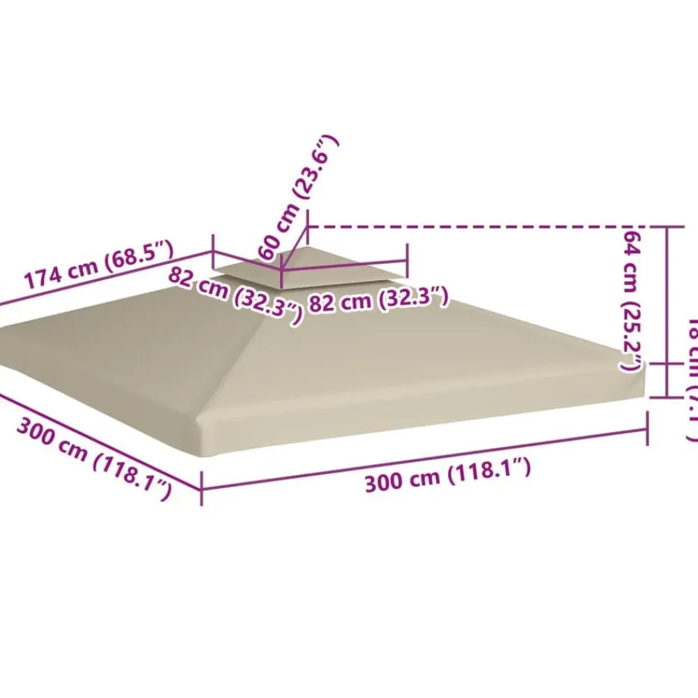 vidaXL Cubierta de repuesto de cenador 310 g/m² 3x3 m Verde Discount