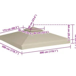 vidaXL Jardín-Cubierta de repuesto de cenador 310 g/m² 3x3 m