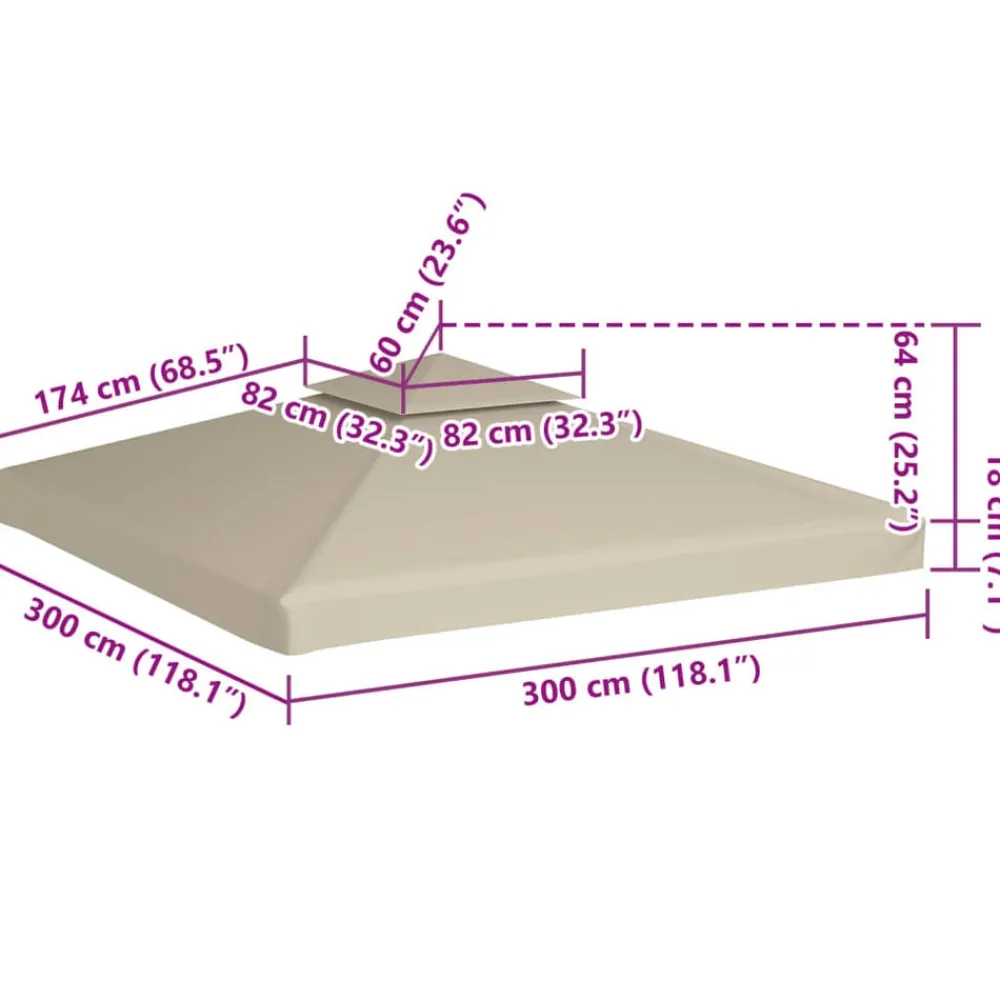 vidaXL Jardín-Cubierta de repuesto de cenador 310 g/m² 3x3 m