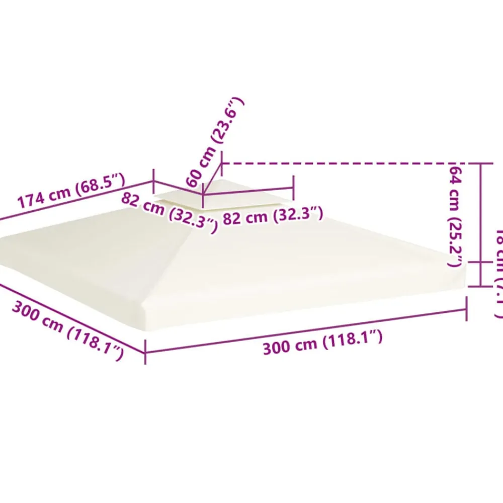 vidaXL Jardín-Cubierta de repuesto de cenador 310 g/m² blanco 3x3 m