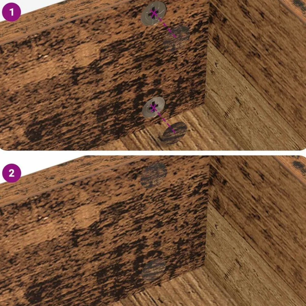vidaXL Accesorios De Bricolaje-Cubierta de Tornillo Autoadhesiva 2 pcs Madera vieja