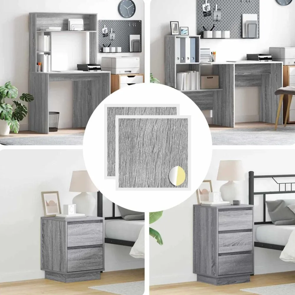 vidaXL Cubierta de Tornillo Autoadhesiva 2 pcs Gris Sonoma Sonoma-melamina Gris Clearance
