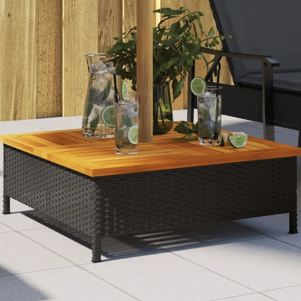 vidaXL Jardín-Cubierta para base sombrilla ratán PE acacia 70x70x25 cm