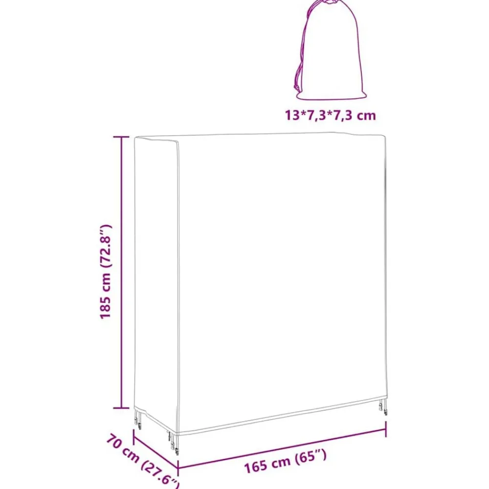 vidaXL Cubierta para Mesa de Pingpong Negro 165 x 70 x 185 cm tela New