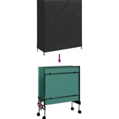 vidaXL Cubierta para Mesa de Pingpong Negro 165 x 70 x 185 cm tela New
