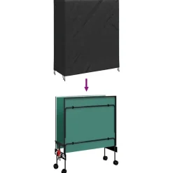 vidaXL Accesorios Para Muebles De Jardín-Cubierta para Mesa de Pingpong Negro 165 x 70 x 185 cm tela