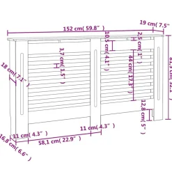 vidaXL Accesorios Para Electrodomésticos-Cubierta para radiador MDF gris 152x19x81,5 cm