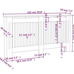 vidaXL Cubierta para radiador MDF gris 152x19x81,5 cm Antracita Discount