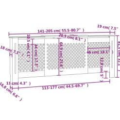 vidaXL Accesorios Para Electrodomésticos-Cubierta para radiador MDF 205 cm