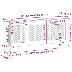 vidaXL Accesorios Para Electrodomésticos-Cubierta para radiador MDF 205 cm