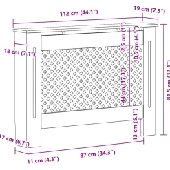 vidaXL Accesorios Para Electrodomésticos-Cubierta para radiador MDF 112x19x81,5 cm