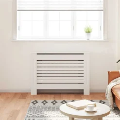 vidaXL Cubierta para radiador MDF 112x19x81,5 cm Blanco Clearance