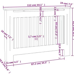vidaXL Accesorios Para Electrodomésticos-Cubierta para radiador MDF 112x19x81,5 cm