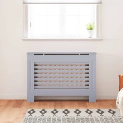 vidaXL Cubierta para radiador MDF gris antracita 112x19x81,5 cm New