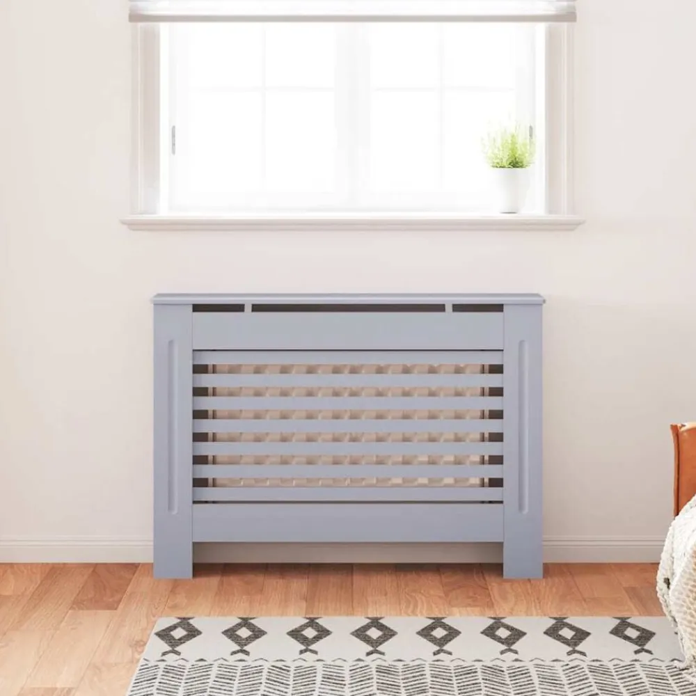 vidaXL Cubierta para radiador MDF gris antracita 112x19x81,5 cm New