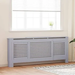 vidaXL Cubierta para radiador MDF 205 cm Gris
