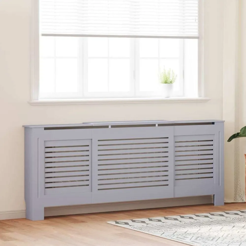 vidaXL Cubierta para radiador MDF 205 cm Gris