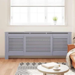 vidaXL Cubierta para radiador MDF 205 cm Gris