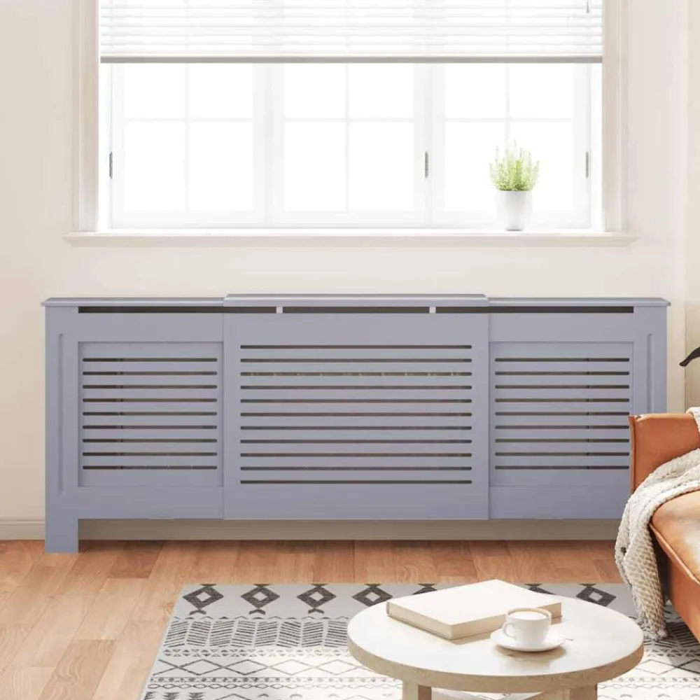 vidaXL Cubierta para radiador MDF 205 cm Gris