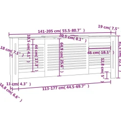 vidaXL Cubierta para radiador MDF 205 cm Gris