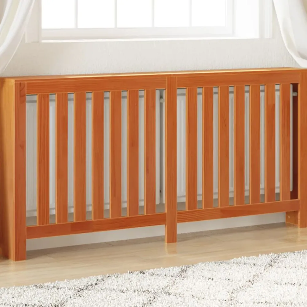 vidaXL Cubierta radiador madera maciza pino marrón cera 169x19x84 cm Marrón Best