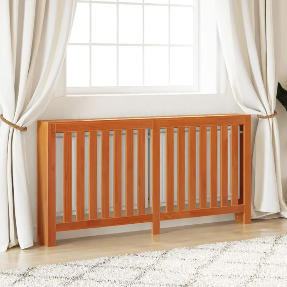 vidaXL Cubierta radiador madera maciza pino marrón cera 169x19x84 cm Marrón Best